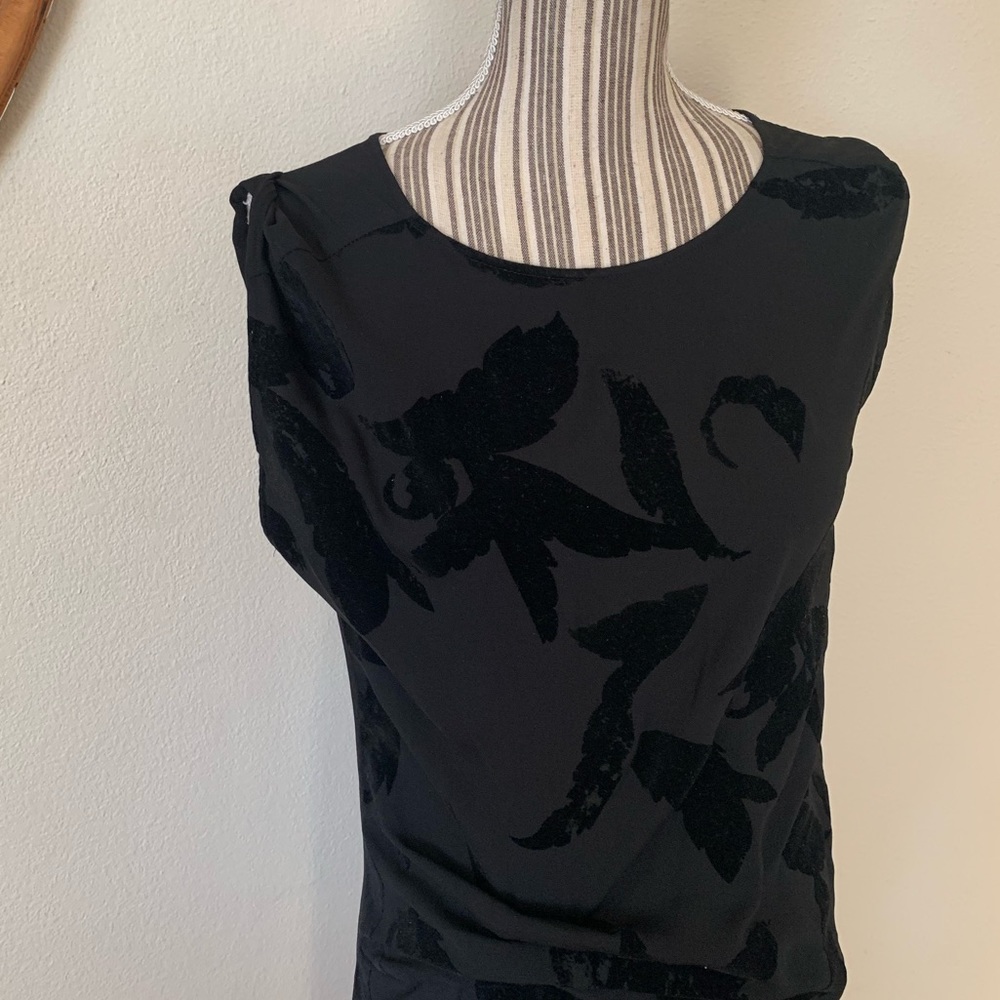 All Saints Black Dress Velvet Flowers Women’s Size 2 - Picture 5 of 11